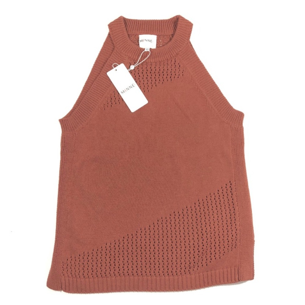 NWT Mine Orange Rust Sleeveless Sweater Top